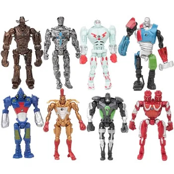 

12cm 8pcs/Set Real Steel Action Figure Toys Atom Movie Zeus Twin Cities Midas PVC Robot Gift Doll Model Anime
