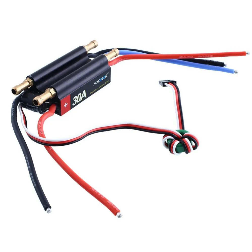 

FlyColor 30A 2-4S Lipo Water cooling ESC with 5V/3A BEC Boat ESC, Programmable Brushless Speed Controller ESC