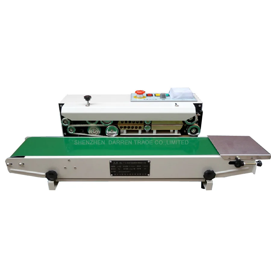

Continuous Film Sealing Machine Plastic Bag Package Machine Band Sealer Horizontal Heating Sealing Packing Machine FR-770 220V