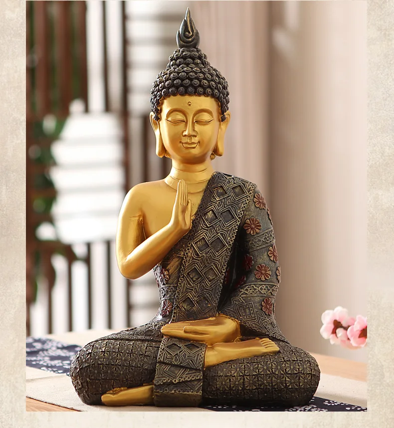 38 см большой- буддийские поставки# домашнее благословение семьи безопасная удача Будда-Юго-Восточная Азия Сидящая статуя Будды