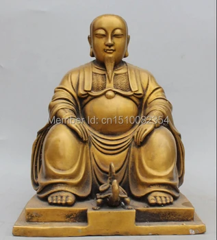 

10"Chinese Bronze the founder Zu Shiye Grandfather God Dragon Turtle Sculpture