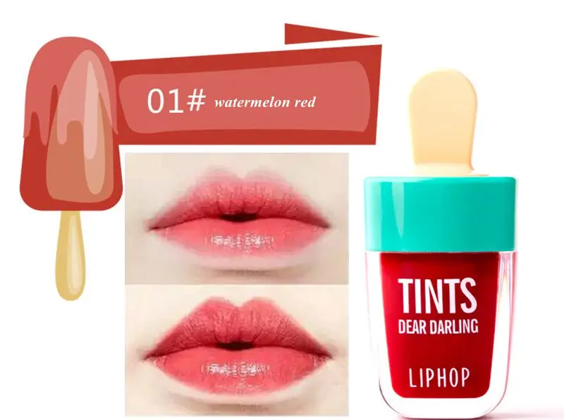 LIPHOP Макияж для губ, брендовый, увлажняющий блеск для губ, водостойкий, мороженое, тинт для губ, 6 цветов, Мерцающая жидкая помада, Русалка, тату для губ