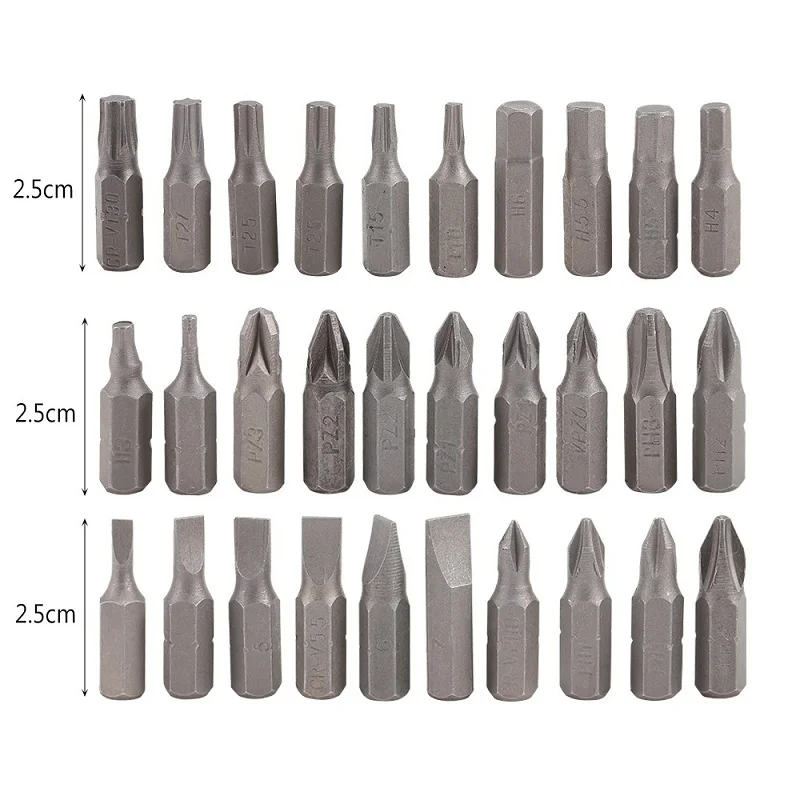 Дешевые 31 шт. Набор отверток(30 наиболее часто используемых отверток+ 1 быстроразъемный шестигранный патрон удлинитель адаптер