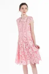 2019 Новое модное осеннее милое Розовое Кружевное Платье женское элегантное винтажное платье для подиума vestidos элегантное вечернее