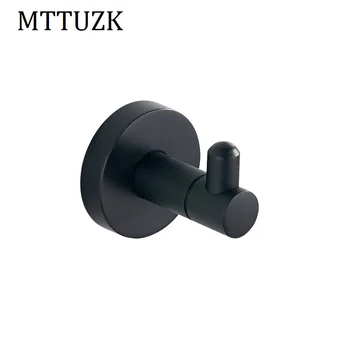 

MTTUZK Bathroom Lavatory Wall Mounted Single Coat & Robe Hook,SUS304 Stainless Steel Black Clothes hooks cap holder Kitchen hook
