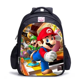 

16 Inch Cartoon Super Mario Bros Sonic Boom Kids Backpack Kindergarten School Bag Children Printing Backpack Girls Boys Mochilas