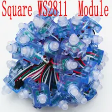 AAA DHL 500 шт. WS2811 IC квадратный светодиодный пиксельный модульный DC5V 12 мм RGB полноцветный светодиодный гирлянда с открытым светом, IP68 50 шт./строка