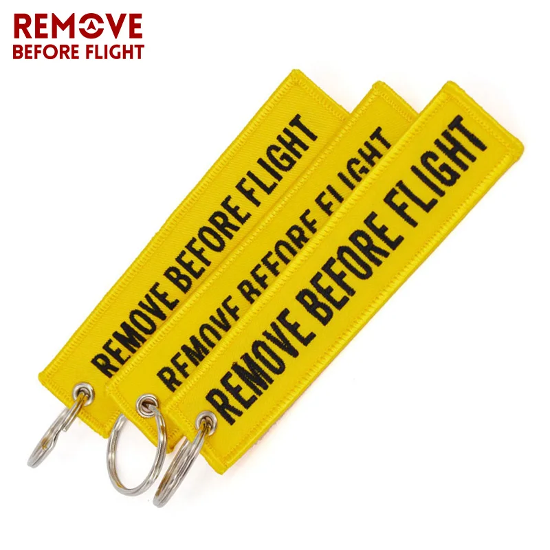 Remove Before Flight Key Fob llaveros Important Things Tag Yellow Embroidery OEM  Key Chian Jewelry Aviation Gifts llavero mujer (1)