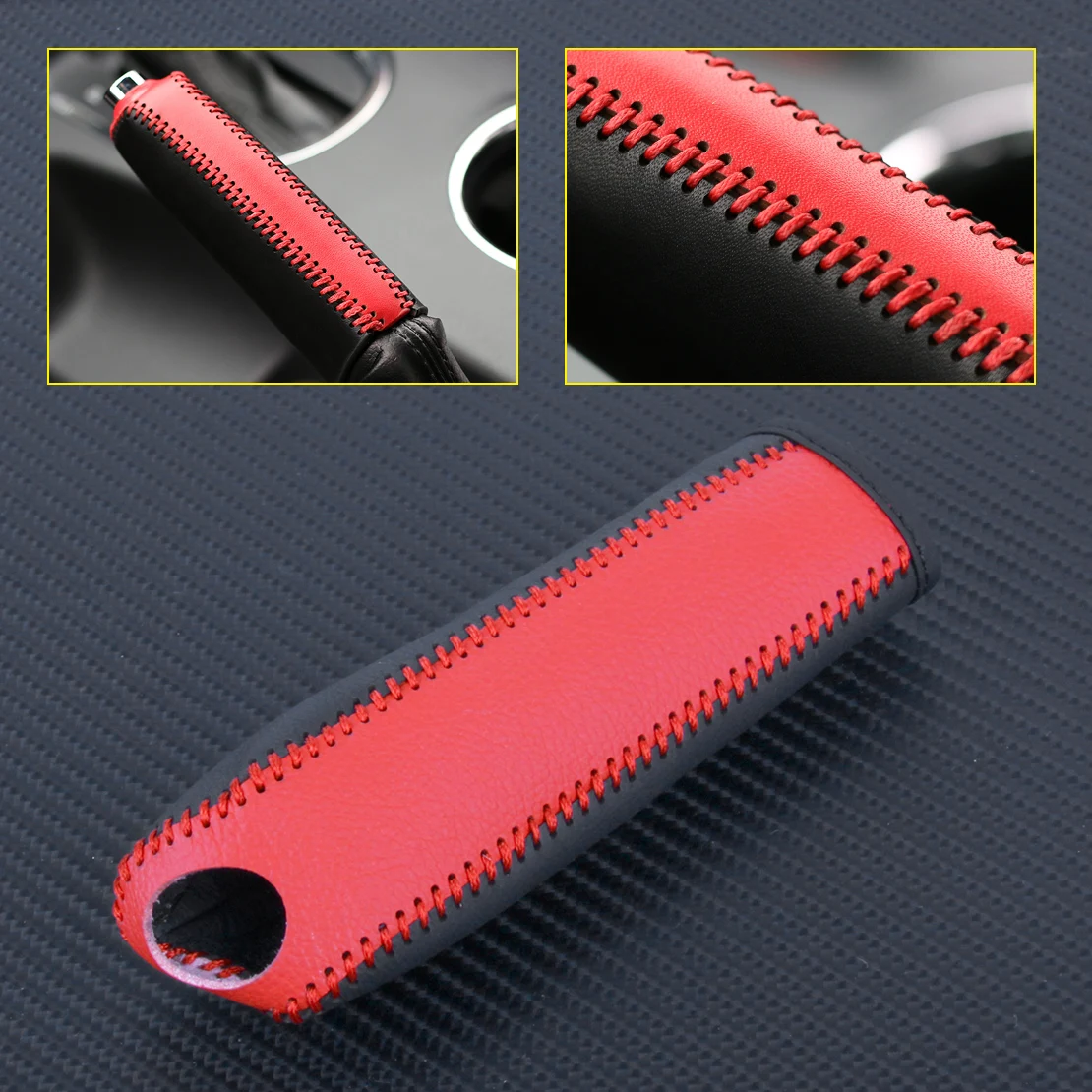 Leather Car hand brake Decorative Cover for Ford mustang 2015-2017 Black