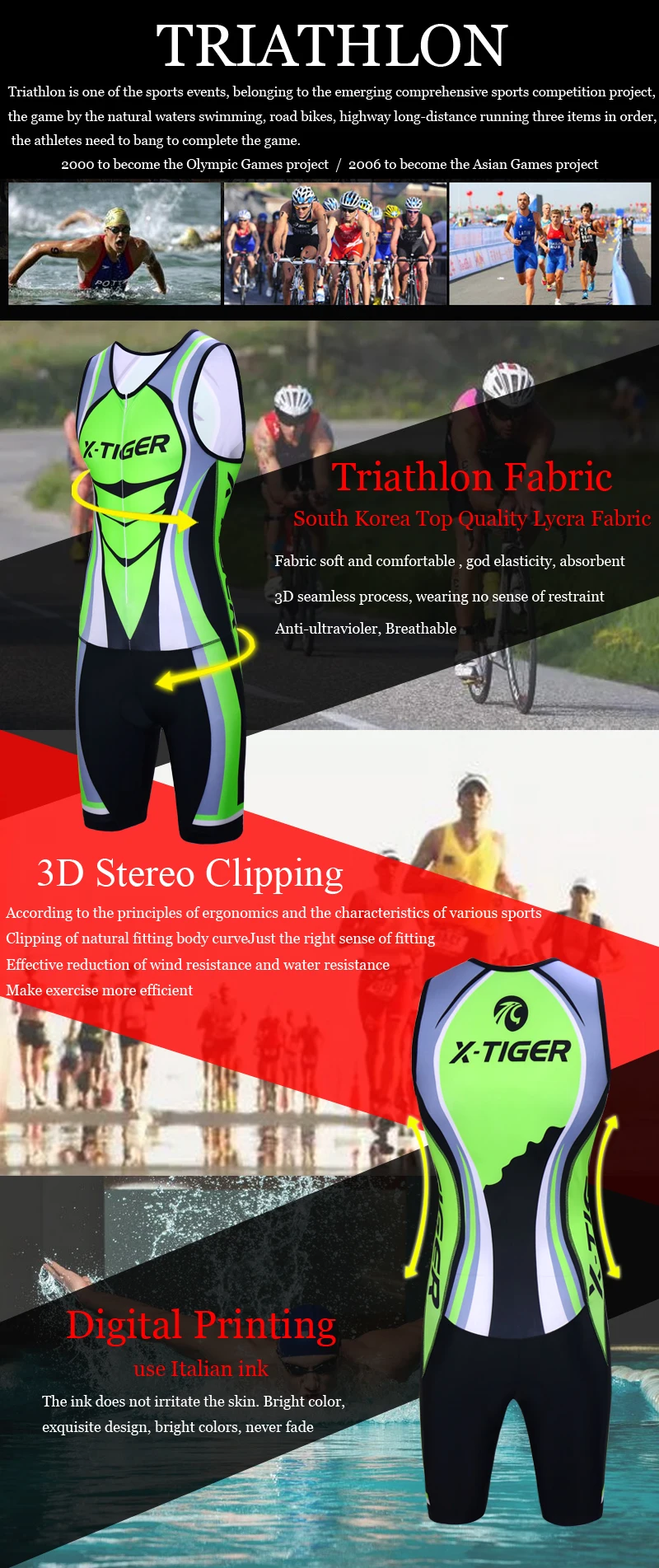 X-Tiger велосипед для триатлона Ropa De Ciclismo Maillot верхняя одежда эластичная компрессионная губка подкладка без рукавов Велоспорт Джерси