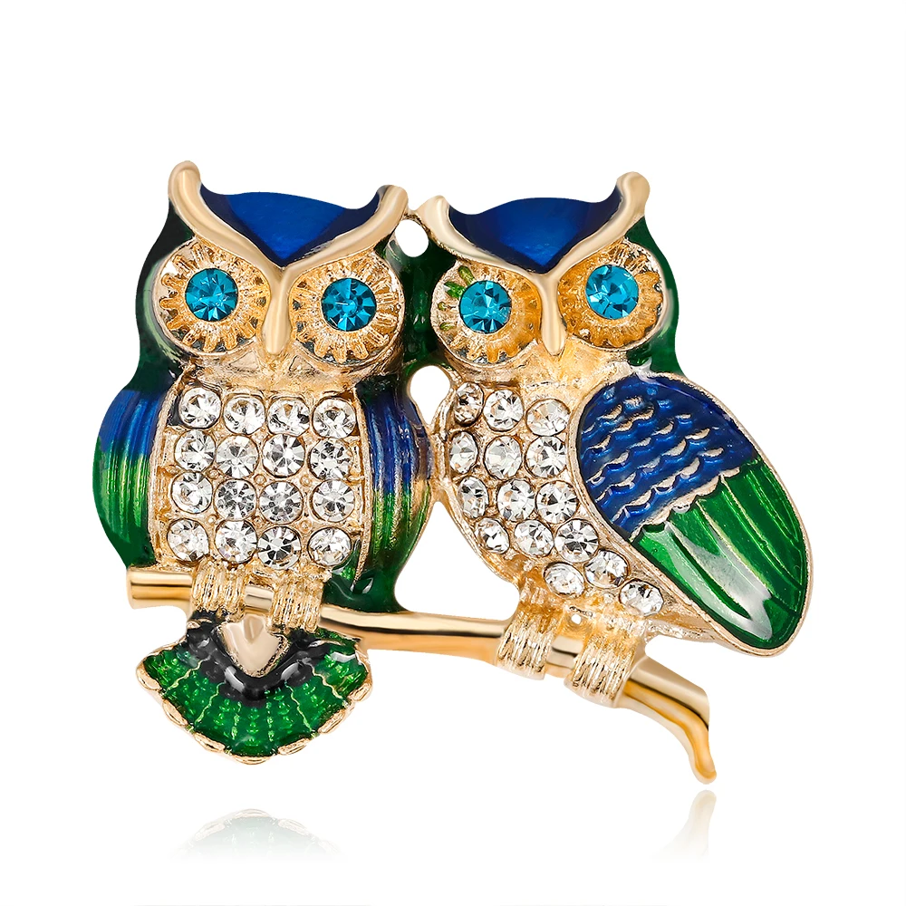 

New Arrival Oil Drop Owl Shape Crystal Alloy Brooch Pins Gift For Girls Women Jewelry Wedding Bridal