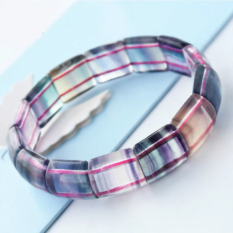 

Colorful Fluorite Hand Row Vision Rarity Thousand Layers of Stone Bracelet Blue Green Single Circle Crystal