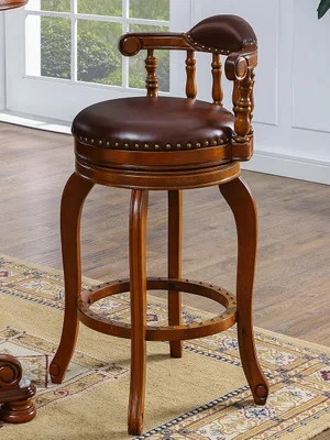 Европейский Стиль Барный стул современный простой кожаный барный стул домашний американский стиль высокий барный стул - Цвет: brown SH61cm