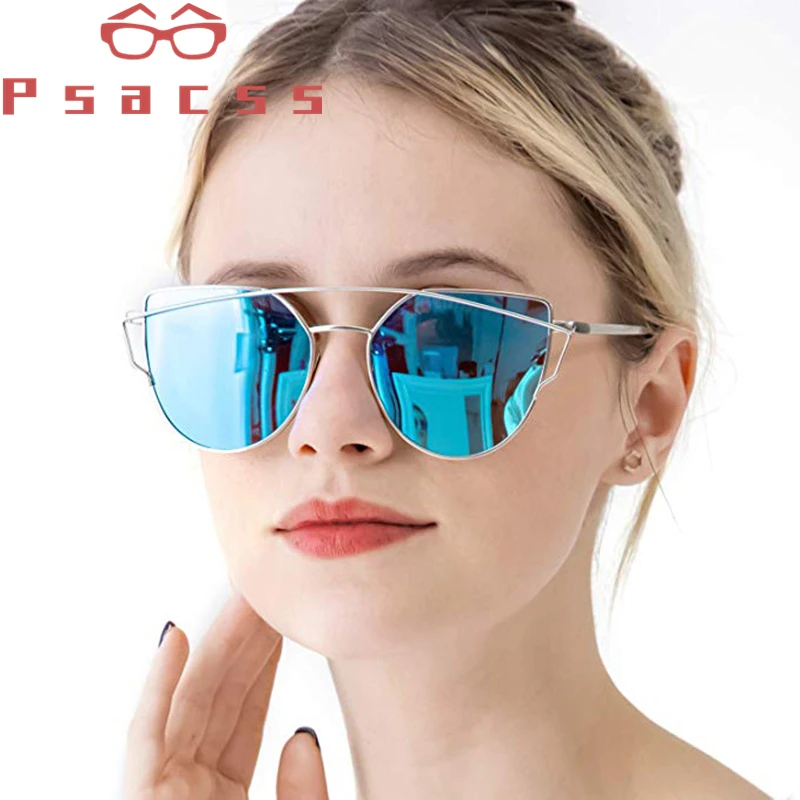 

Psacss Cat Eye Sunglasses Women 2019 Brand Designer Sun Glasses Vintage Metal Reflective Sunglass Female Oculos De Sol Gafas UV