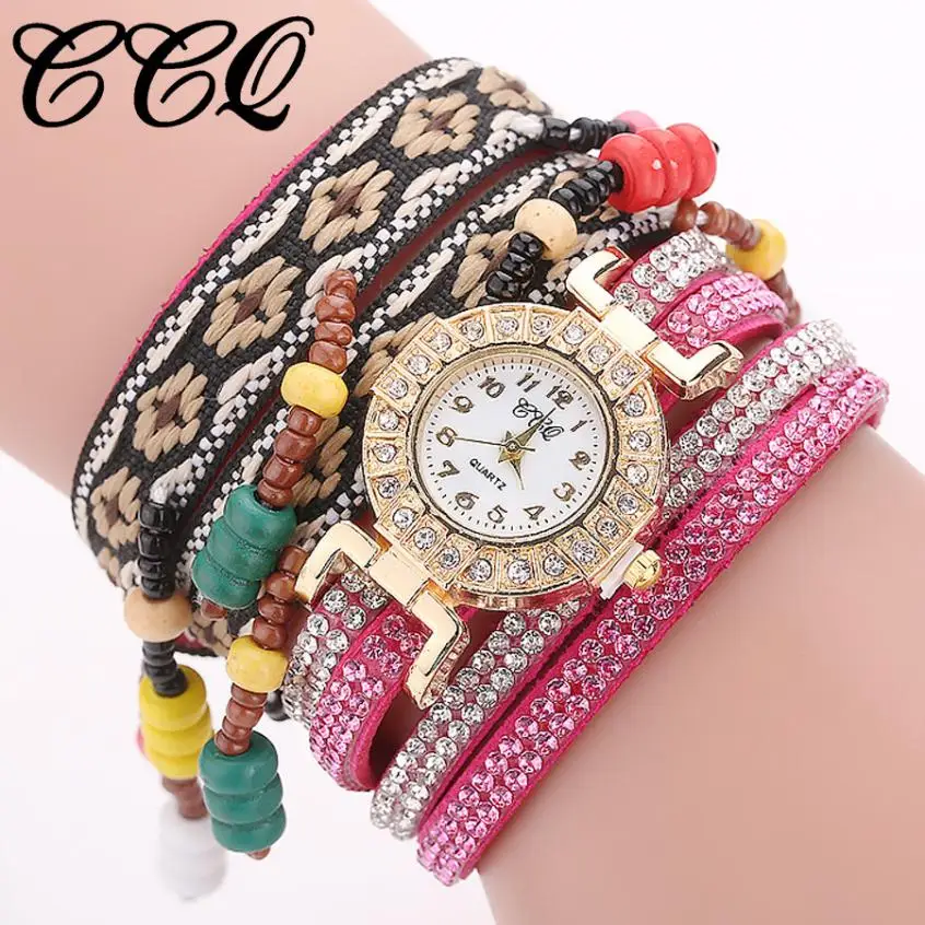 

CCQ Women Fashion Casual Analog Quartz Women Rhinestone Bracelet watches women fashion watch 2018 clock women xonix watch wach