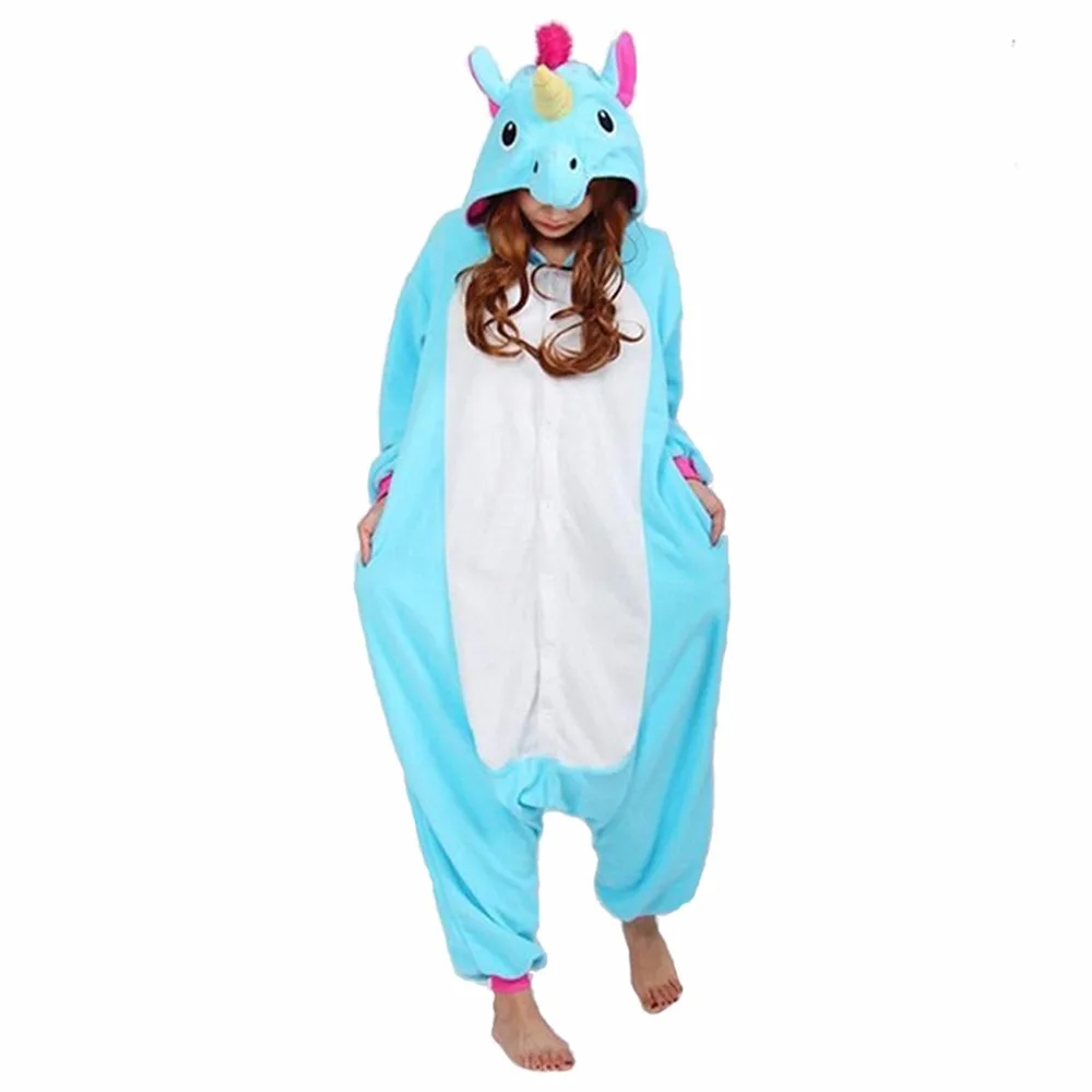 BALIWEISA одежды пижама с мультяшными животными Для женщин пижамы Rainbow Unicorn Tenma взрослых Пижама Фланелевая пижама костюмы