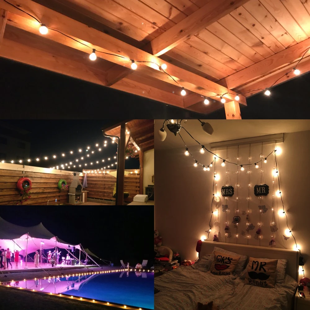Alistado para Decoração de Luz Interior e Exterior para Jardim Luzes da Corda com 25 Cordas Globo Lâmpadas Claras 25ft ul Pátio Festa G40 14 25 lâmpadas claras, 25ft ul alistado para