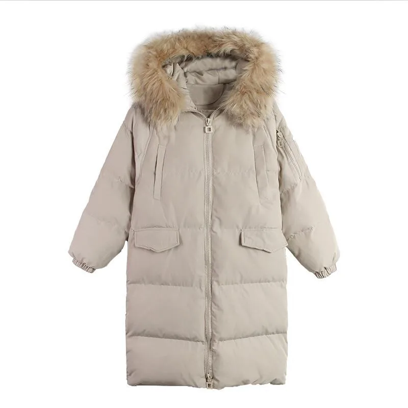De À Fourrure Parkas Noir Épaississement Coton Chaud Taille Capuchon 2018 kaki Long Col Femme Hiver Outwear Femmes New Manteau Rembourré Solide Grande aS4BqAf