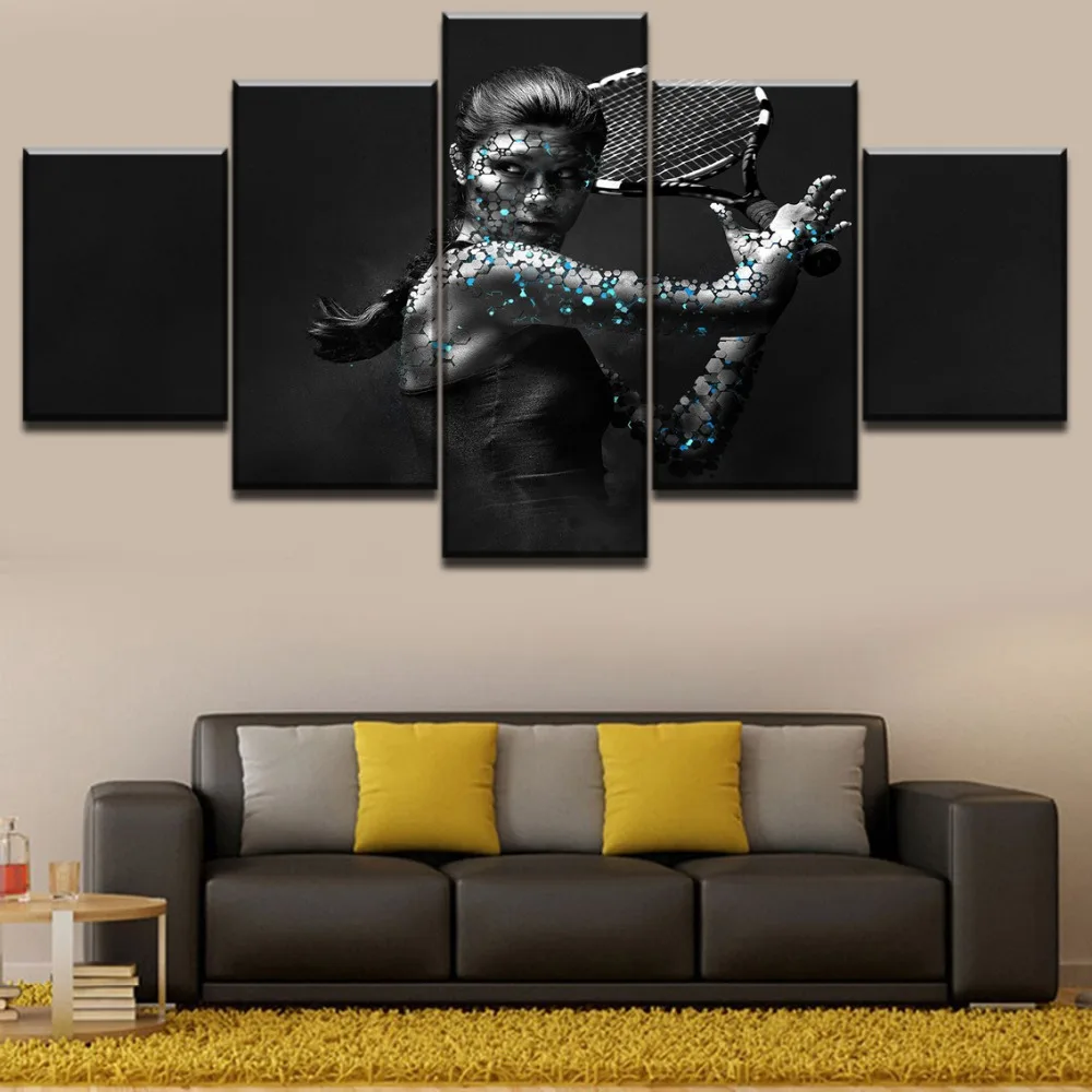 

HD Print Canvas Modular Pictures Wall Art 5 Pieces Abstract Artistic Girls Sports Tennis For Home Decorative Framework Poster