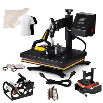 

Heat Press Machine 6in1 30x25cm Multifunction Sublimation Desktop Iron Baseball Hat Press 12x10" Digital Swing Away GOOD