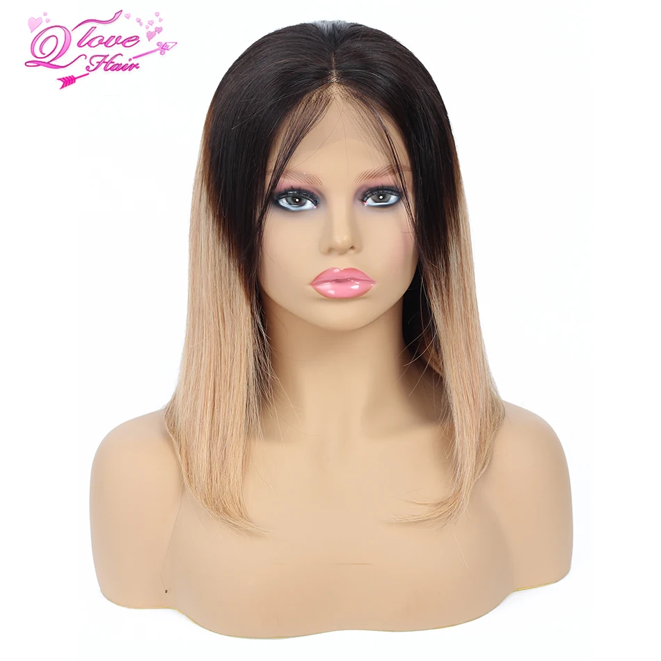 Парик Queen Love Hair монгольский Короткий прямой парик из 100% человеческих волос 1B 99J #27