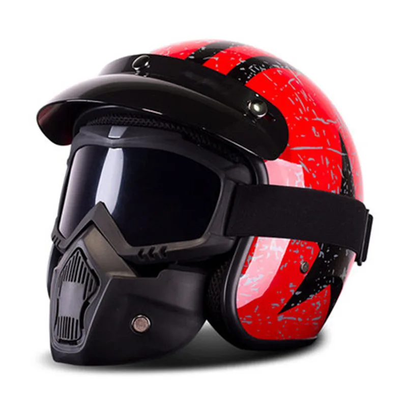 

Motorcycle Retro Harley Helmet Chopper Vintage Casco Moto Chopper Open Face Helmets Motor bike Scooter Casco DOT Approval Red