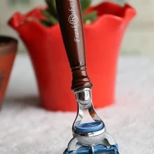 Франк бритье(FS), Роскошные Мини 5-лезвия для бритвы с ручкой из розового дерева,# FU-01RWM+ Бесплатный держатель бритвы(#43