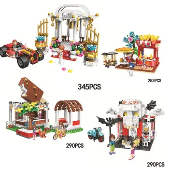 

Girl Princess Series Pet Shop Cafe Mini Garden photo studio Model Building Blocks For children Gifts