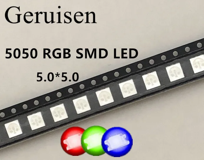 

50PCS Ultra Bright SMD LED 5050,RGB led 5050 RED BLUE GREEN SMT SMD PLCC-6 LEDS