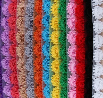

Special Offer 2.5" Shabby Chiffon Rose Trim Chiffon Frayed Flowers DIY Baby Children Accessory Chiffon Flower Trim 5Yards/lot