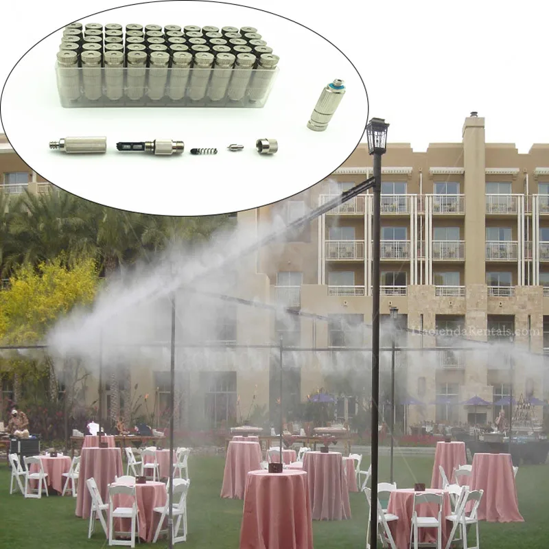

S007 Fine atomizing nozzle mist spray cooling humidifier high pressure cold fog copper nickel plated water spray nozzle filter