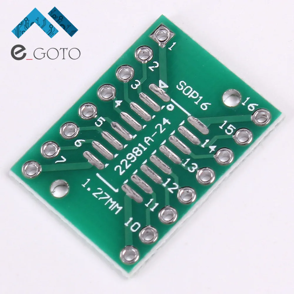 50pcs SOP16 / SSOP16 / TSSOP16 To DIP16 Adapter PCB Boards - 0.65mm & 1.27mm Pitch