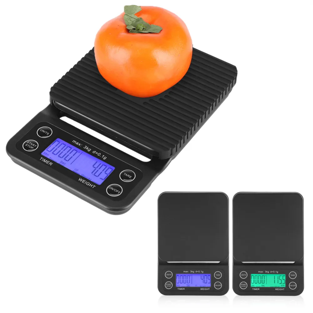 3KG/0.1g Electronic LCD Digital Kitchen Food Scale Drip Coffee Weighing With Timer in Kitchen