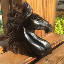 

Delicacy beautiful natural obsidian quartz crystal hand carved horse head Reiki Healing crystals home furnishing article as gift
