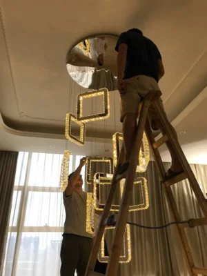 150 см HAIXIANG светодиодный светильник с регулируемой яркостью с дистанционным управлением лестничный светильник ing светильник Хрустальная люстра для ресторана гостиной потолочный светильник
