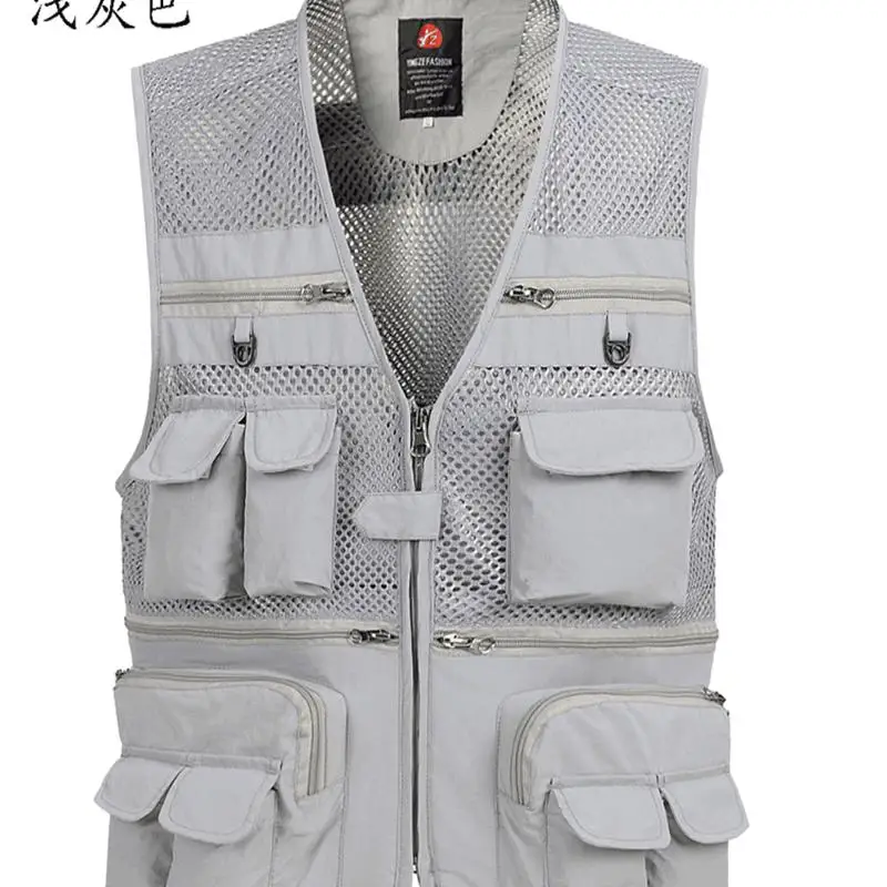 zozowang Men Summer Outdoors Tactical Mesh Vest Men Breathable Shooting Multi Pockets Vest Shooting Waistcoat Sleeveless Jacket 