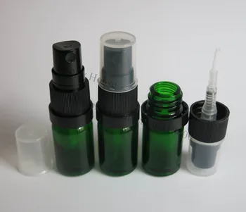 

500 x 5ml Green Glass Glass Essential Oil Bottle With Tamper Evident Sprayer, 5cc Mini Glass Cosmetic Container