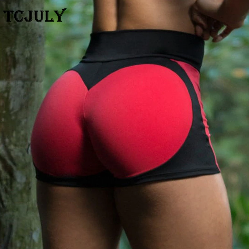 

TCJULY New Arrival Modal Shorts With High Waist Fashion Heart Shape Patchwork Design Fitness Shorts Skinny Push Up Women Shorts