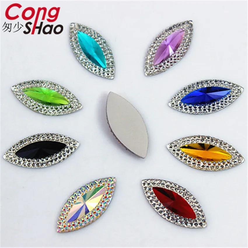 

Cong Shao 300Pcs 9*20mm Colorful Horse eye flatback Resin Rhinestone trim stones and crystals costume Button Accessories YB536