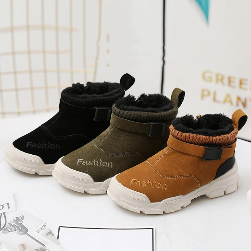 

Kids Winter Boots Children Ankle Plush Boots For Girls Rubber Snow Shoes Teenager Boy Waterproof Non-slip Shoes Sneakers 26-36