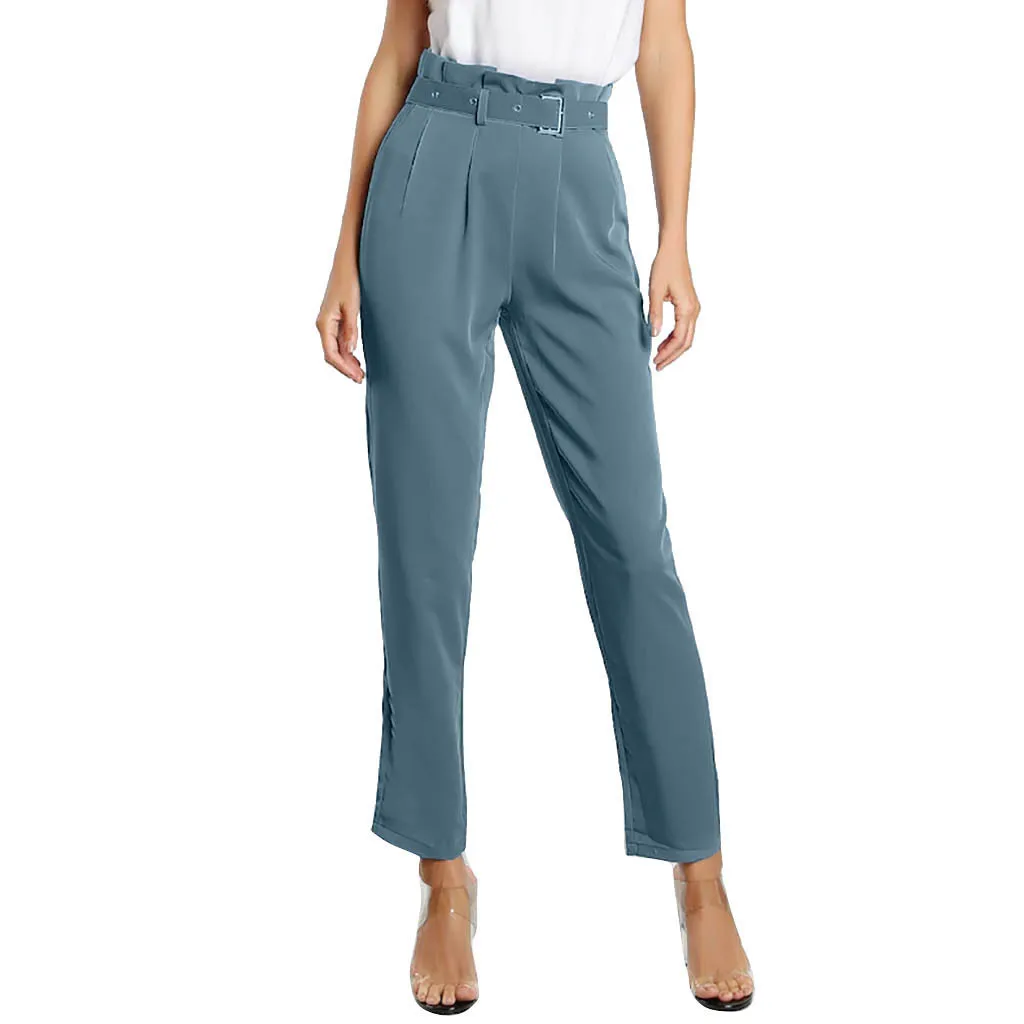 

JAYCOSIN 2019 New Summer pants woman High Waist Pure Belt Fold Wide Leg Trousers Casual High Waist Pant pantalon femme 2019jun18