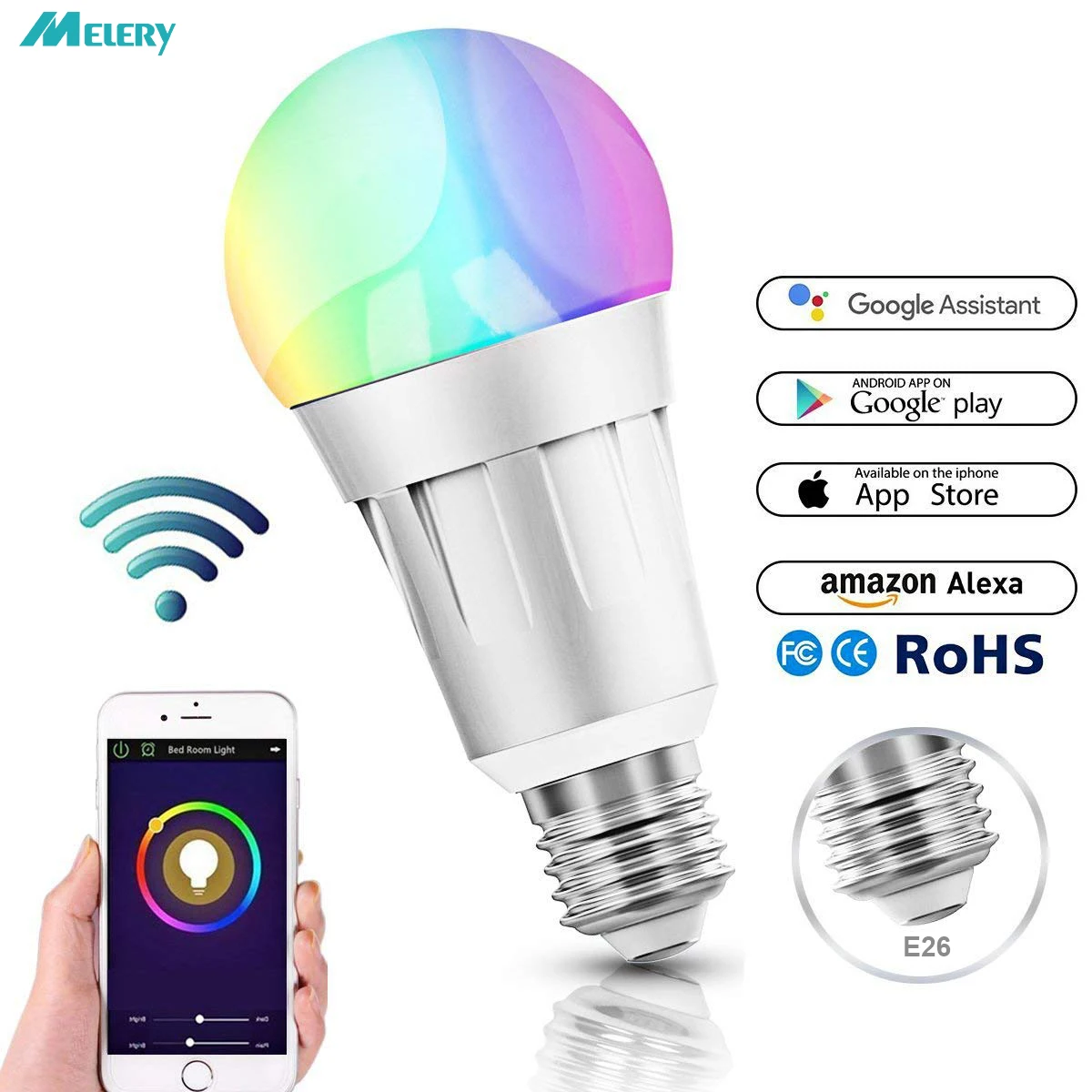 

Smart Wifi LED Bulbs RGB Dimmable Color Ambiance E26 Compatible with Amazon Alexa Echo Google Home Steerable 60W Equivalent
