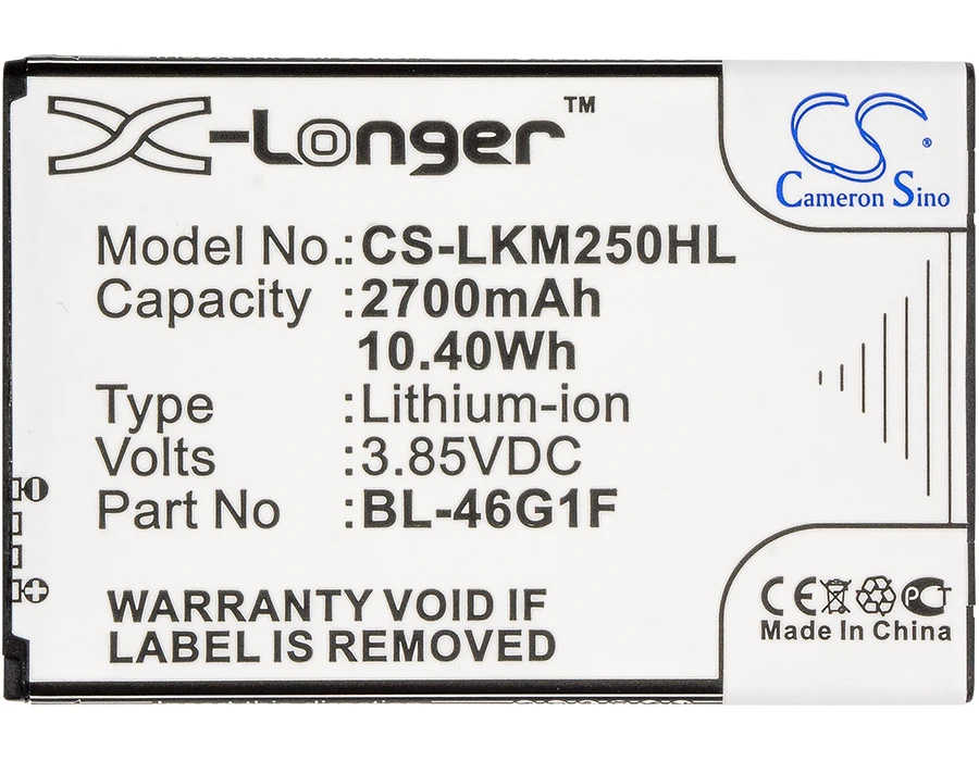 BL 46G1F батареи Cameron Sino 2700mAh для LG K10 2017 K121K K121L K121S K20 Plus V K425 K428 K430H K8V VS501 X400|2700mah battery|cameron