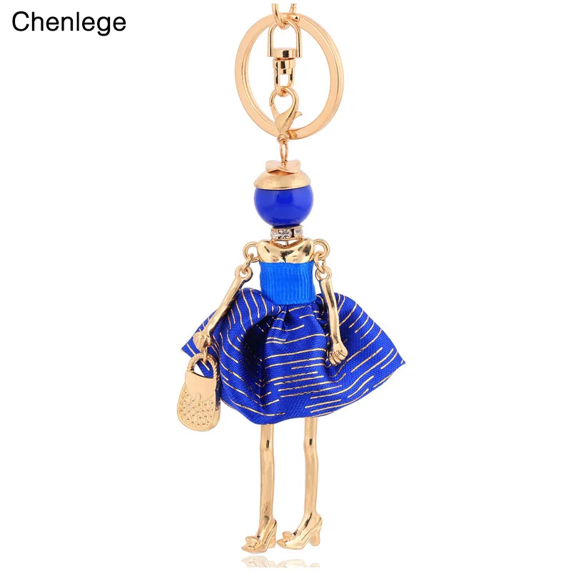chenlege free shipping alloy fashion doll keychains girls key chain