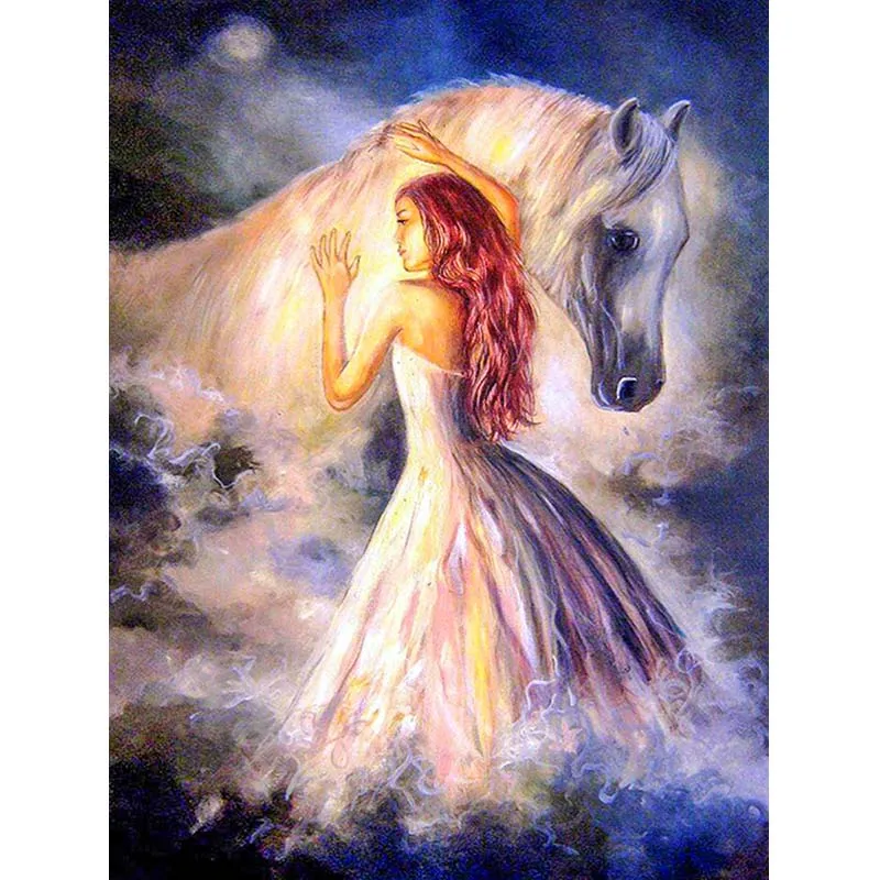 

DIY People Diamond Painting Cross Stitch Princess And Horse 5d Diamond Embroidery Mosaic New Year Decoration Gift