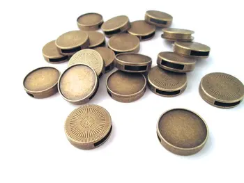 

18mm Brass Plated Bezel Slide Charm Pendants, Pick your Amount, B4theof