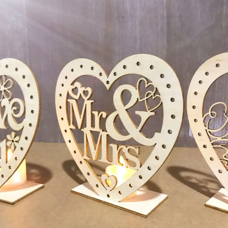 Свадебные деревянные украшения MR& MRS романтическая подвесная тарелка в форме сердца с светодиодный светильник домашний декор свадебное украшение Праздничная поставка