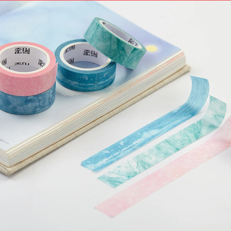 

6 pcs/Lot Nature color masking tape washi paper tapes 15mm*7m Decorative sticker for frame diary Stationery School supply FJ635
