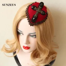 Готический Крест Винтаж Маленькая шляпа для Хэллоуина вечерние головные уборы красный черный головной убор аксессуары FJ-01