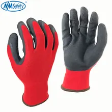NMSafety рабочие перчатки защитные перчатки полиэстер вязать перчатки с покрытием из вспененного латекса рабочая 12 пар